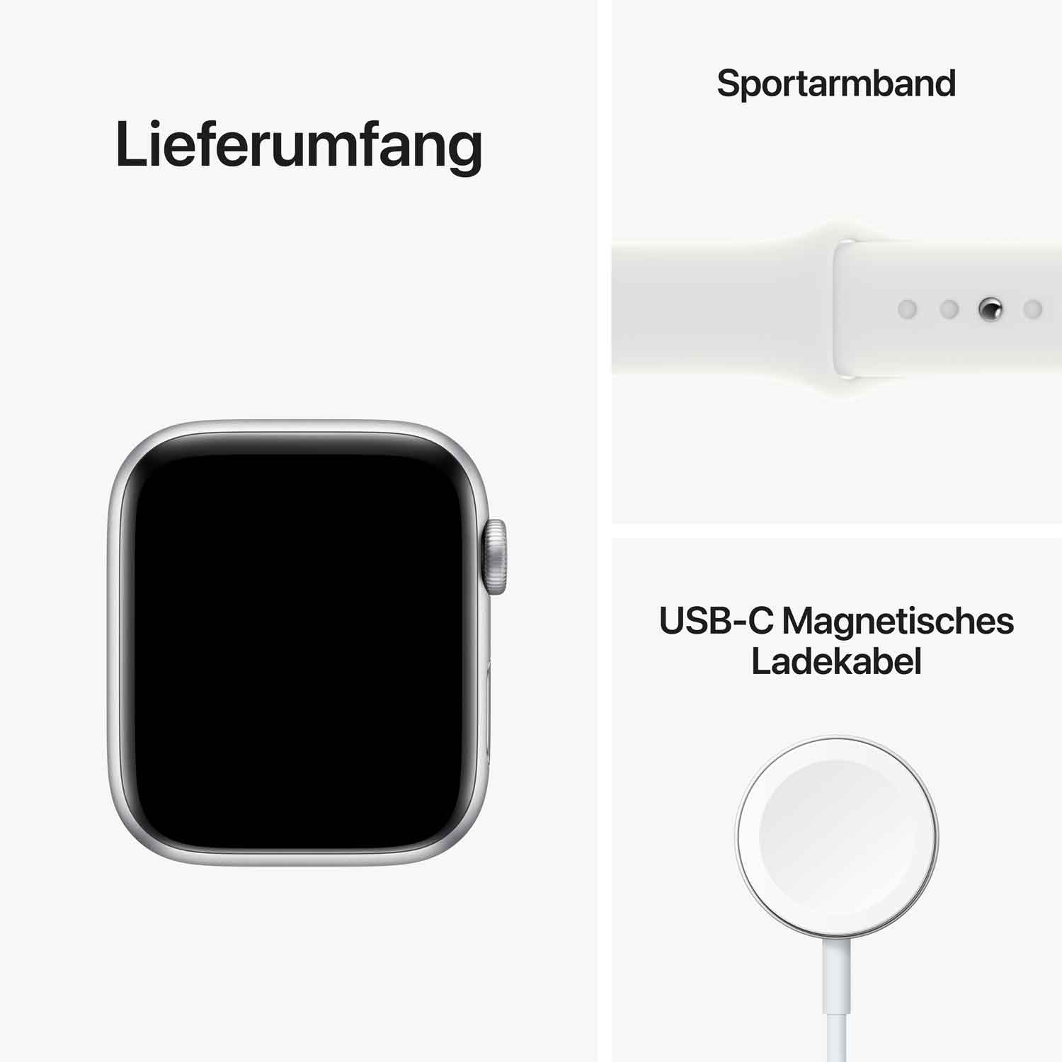 Apple Watch SE Aluminium 44mm Silber (Sportarmband weiß) - 2022