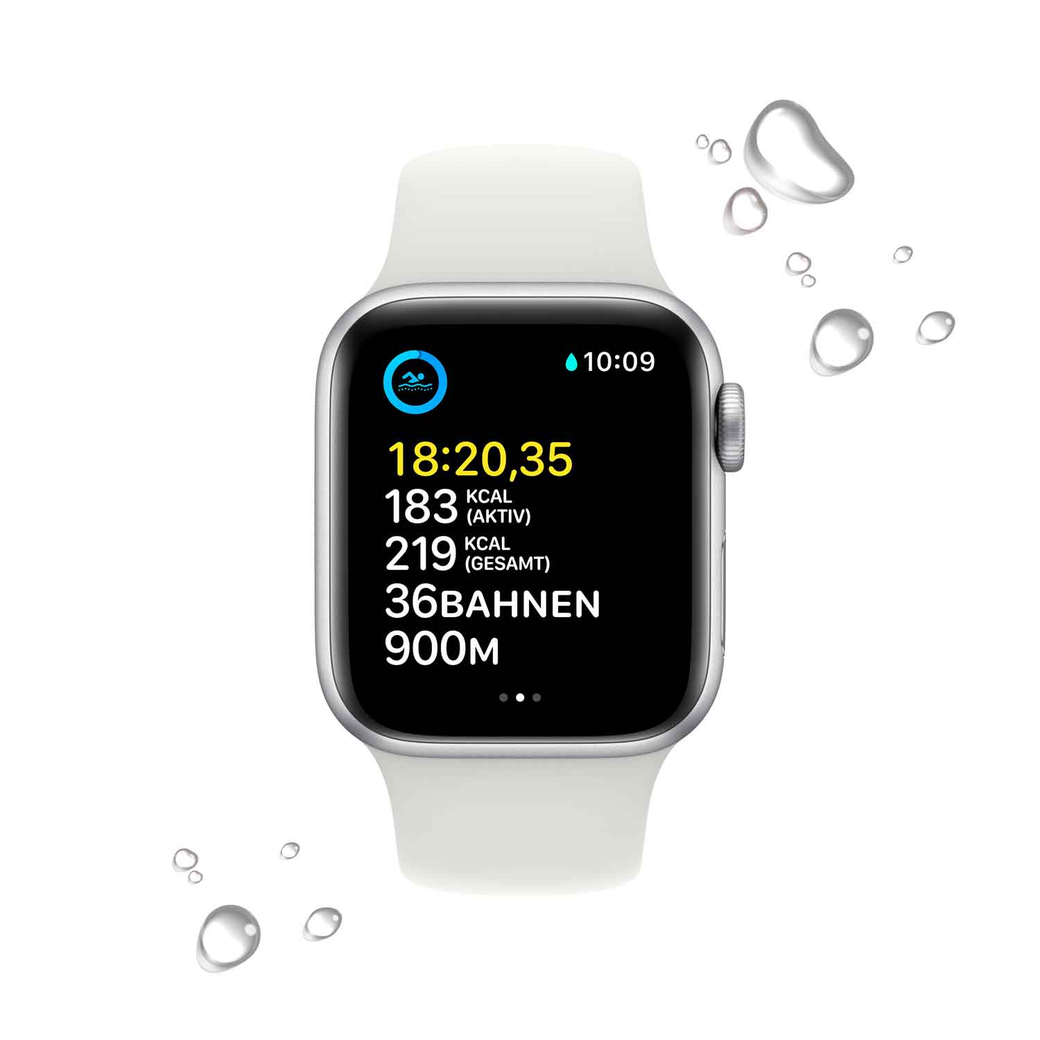 Apple Watch SE Aluminium 40mm Silber (Sportarmband weiß) - 2022