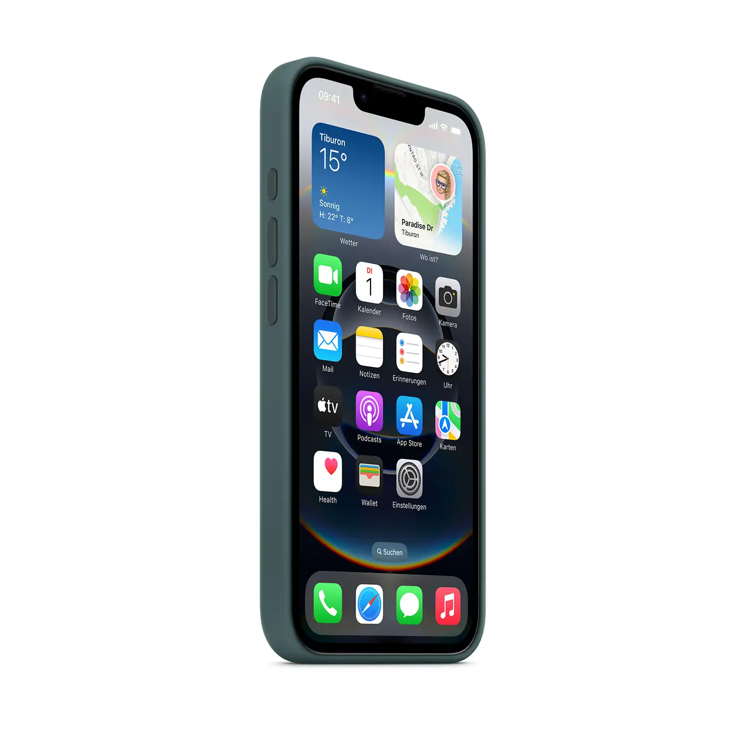 Apple Silikon Case iPhone 16e Seegrün Produktbild: Iphone 16e hülle seegruen3