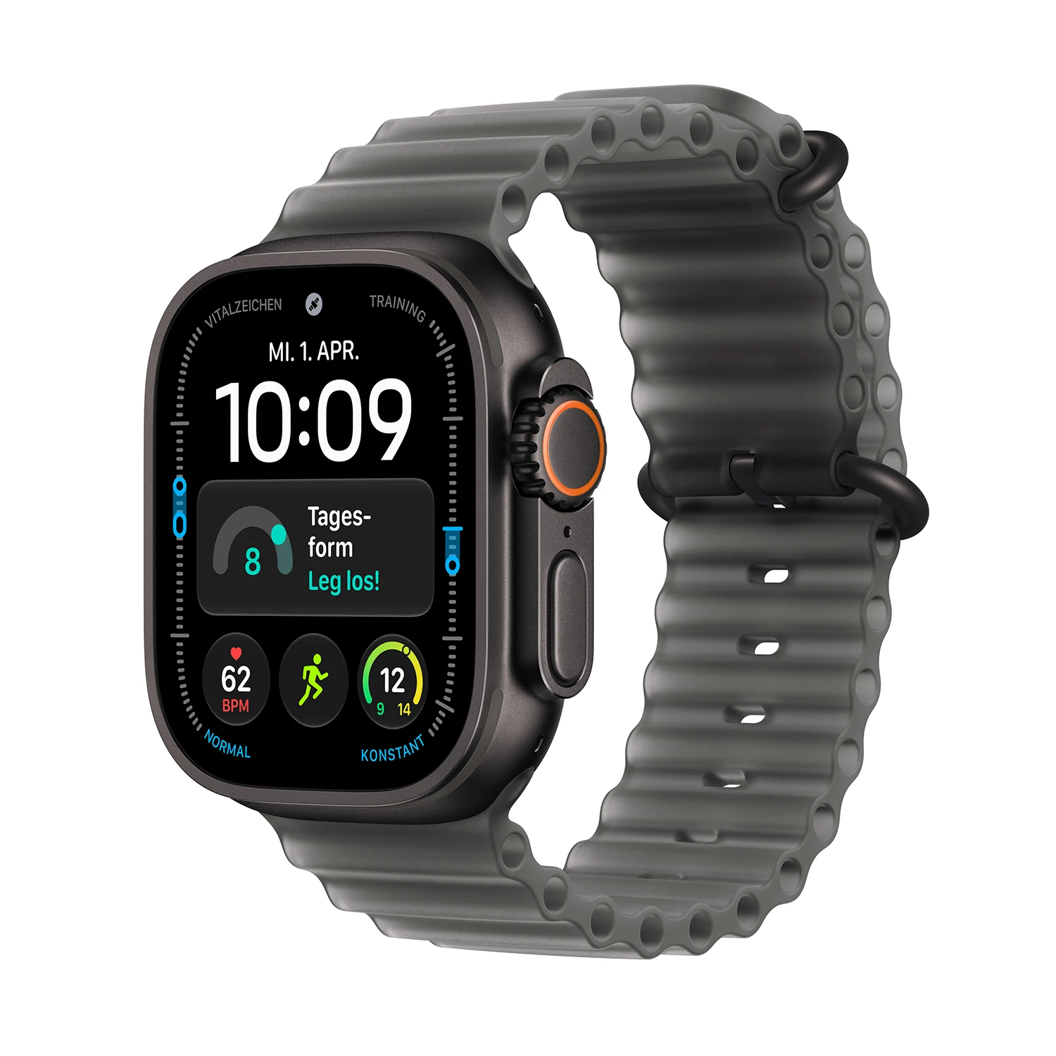 Apple Watch Ultra 4 Titanium Cellular 49mm Schwarz (Ocean Armband halbtransparentes schwarz)