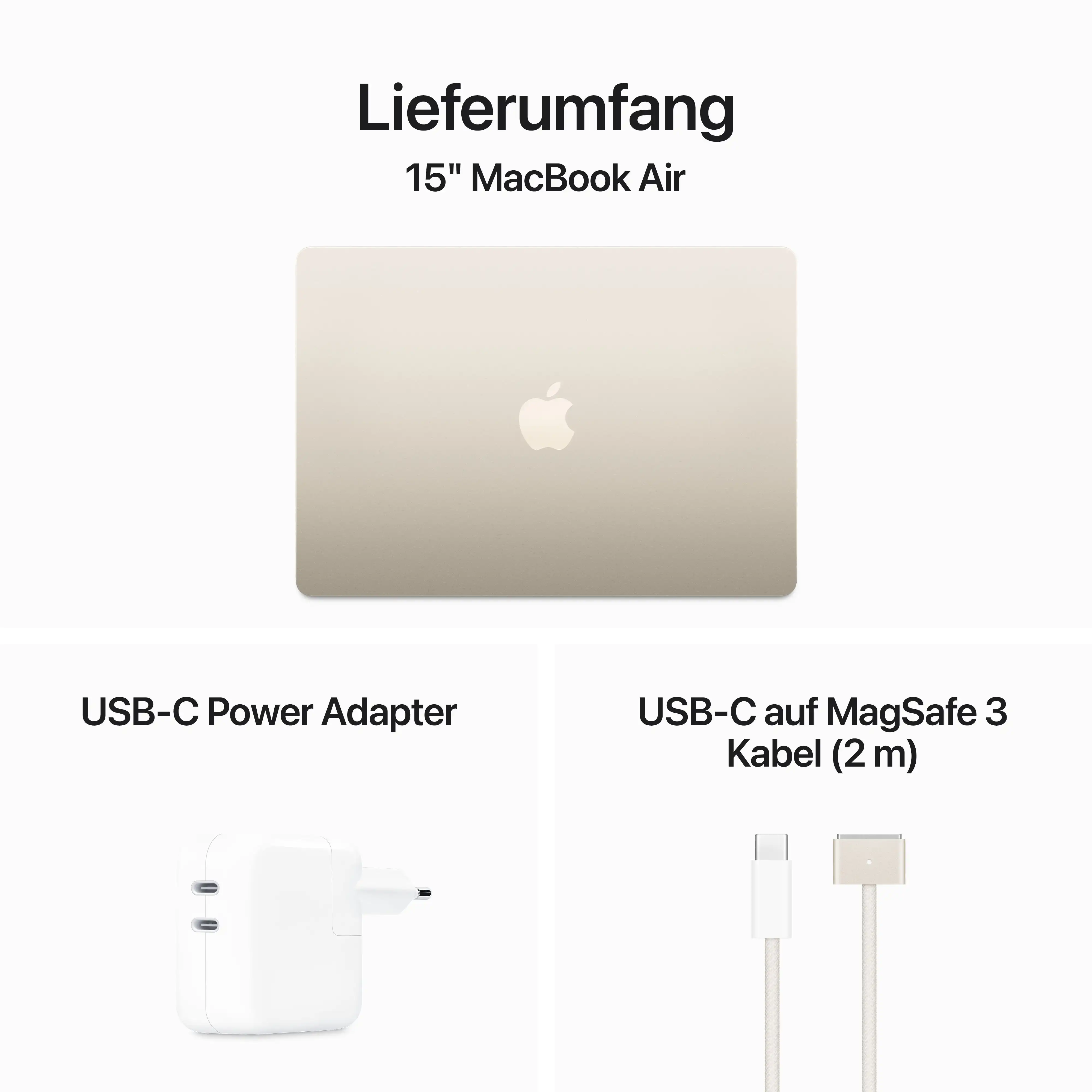 RP// Macbook Air 15'' - M3 8-Core CPU 10-Core GPU - 16 GB - 256 GB SSD - Polarstern // 2024 Produktbild: Macbook air 15 in m3 polarstern bild position 9