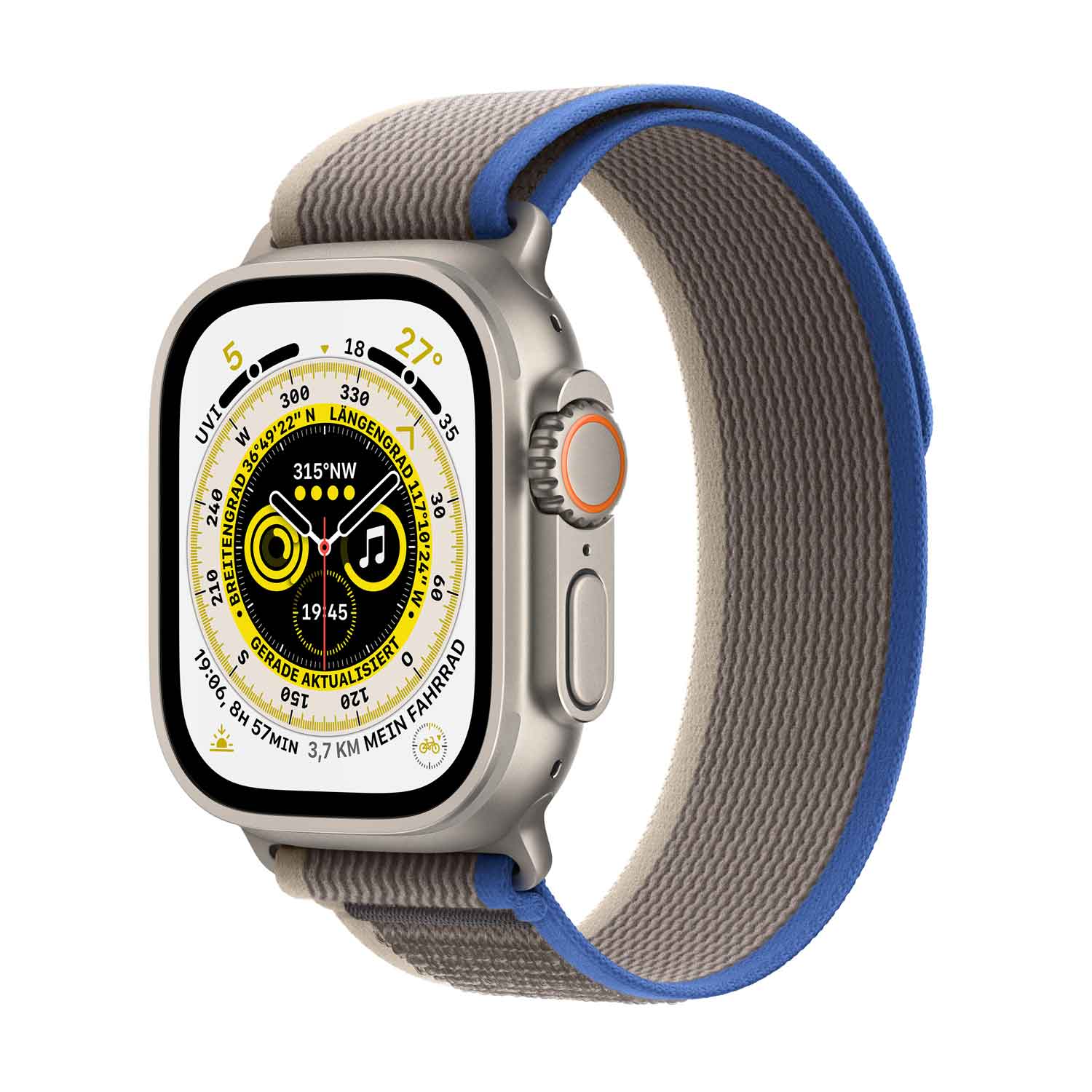 Apple Watch Ultra Titanium Cellular 49mm (Trail Loop blau/grau) S/M