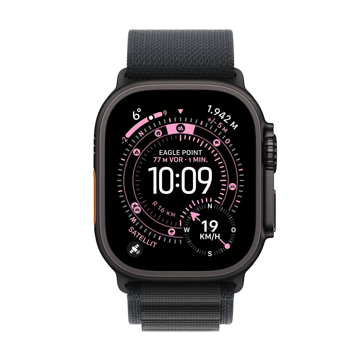 Apple Watch Ultra 3 GPS + Cellular 49mm Schwarz Titanium Case mit schwarzem Alpine Loop - Small
