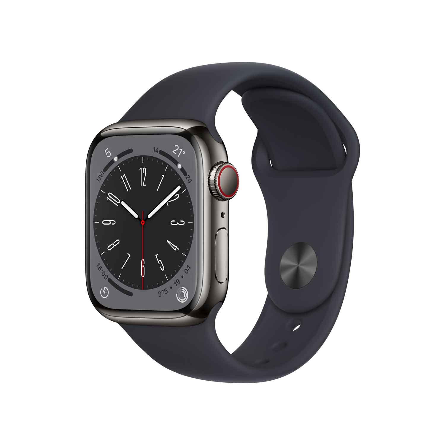 Apple Watch S8 Edelstahl Cellular 41mm Graphit (Sportarmband mitternacht)