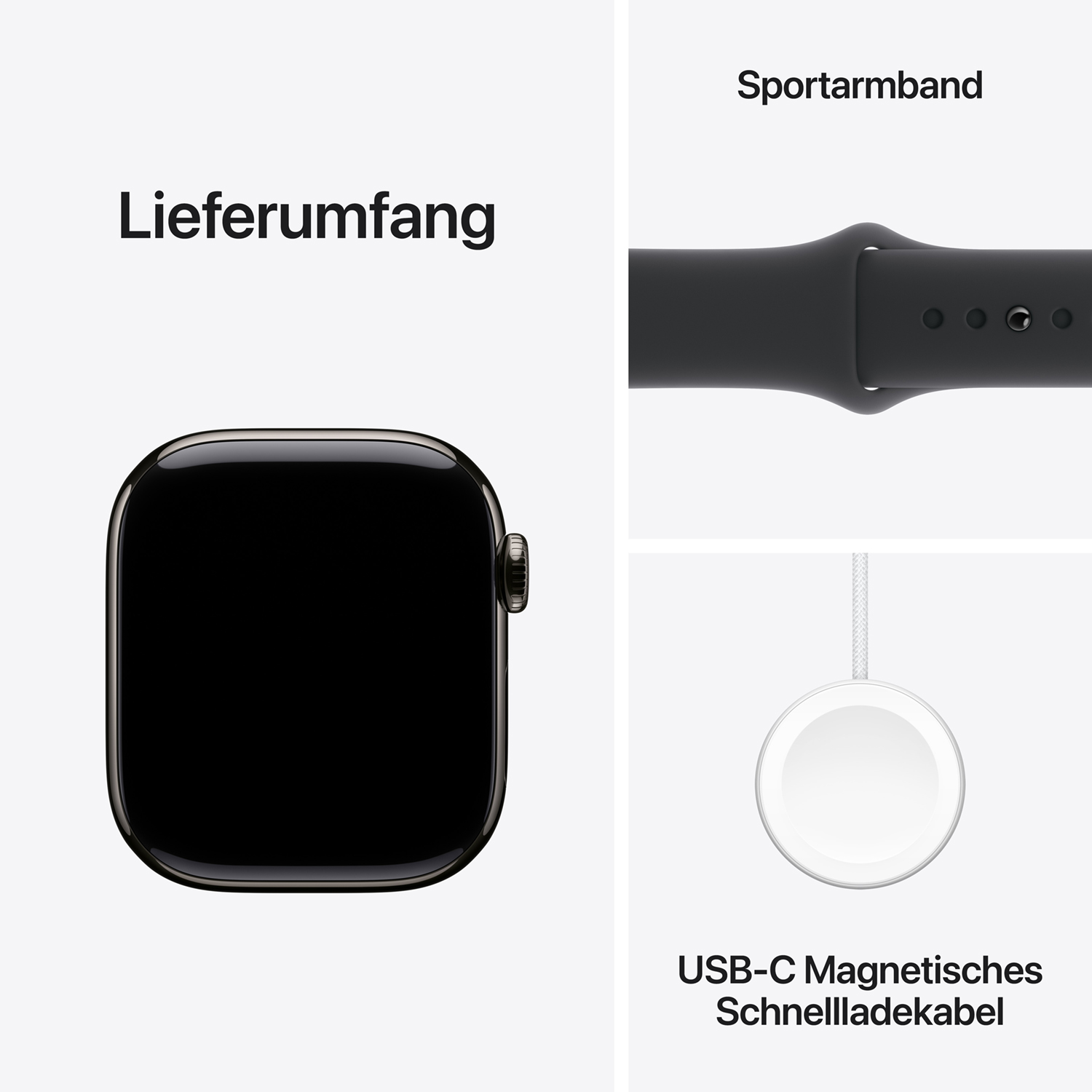 Apple Watch S10 Titan Schiefer Cellular 42mm (Sportarmband schwarz) S/M