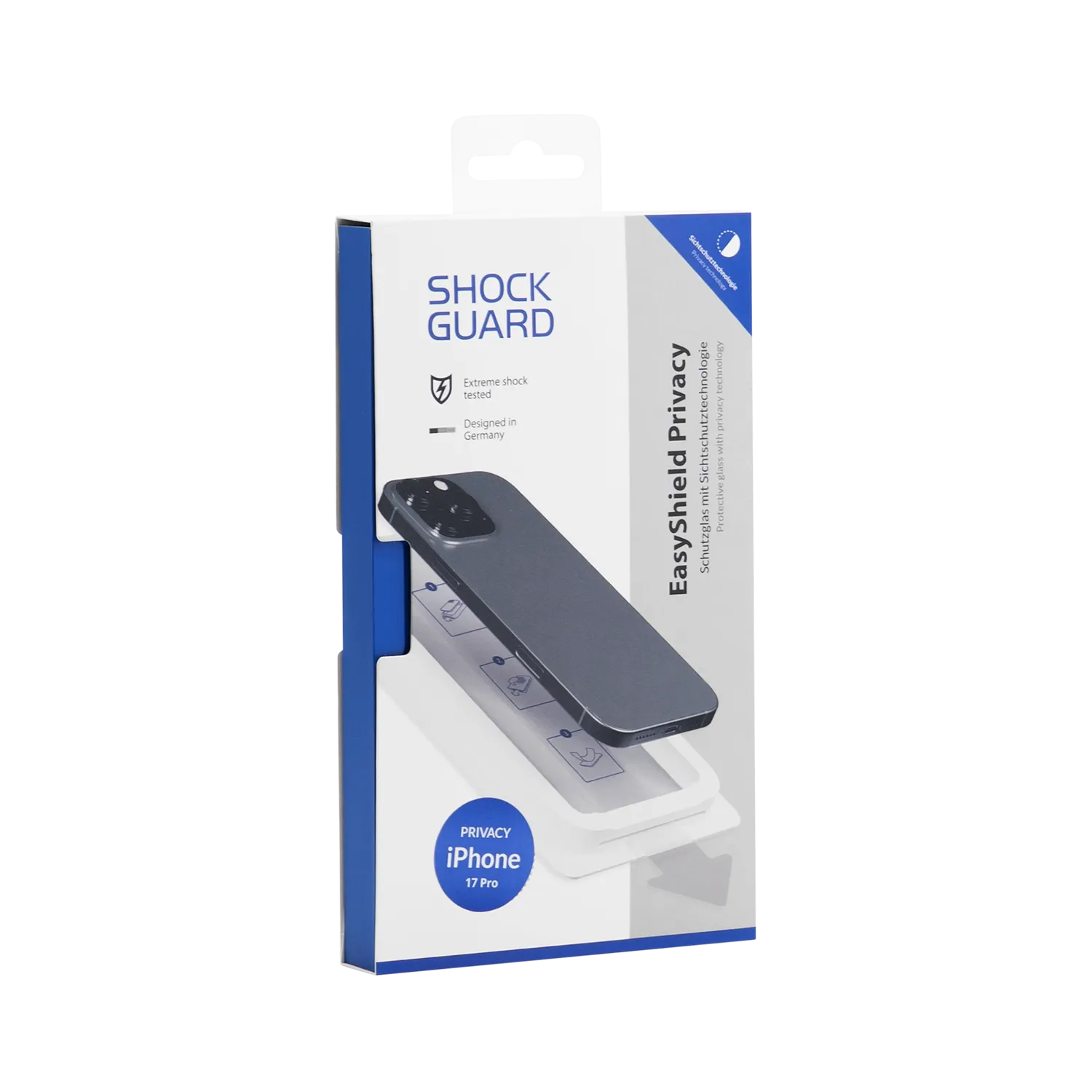 Shockguard EasyShield Privacy iPhone 17 Pro inkl. Positionierhilfe