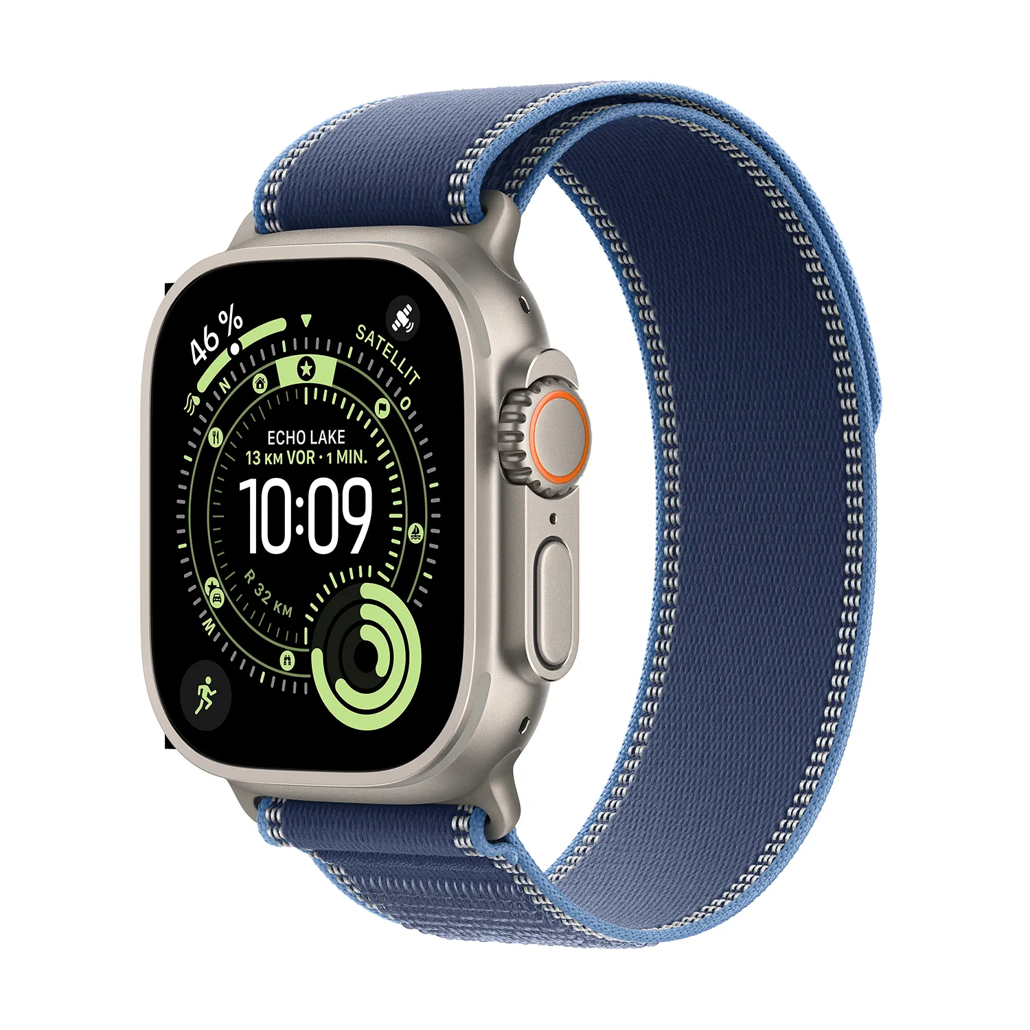 Apple Watch Ultra 3 GPS + Cellular 49mm Natur Titanium Case mit Blau/Hellblau Trail Loop - S/M