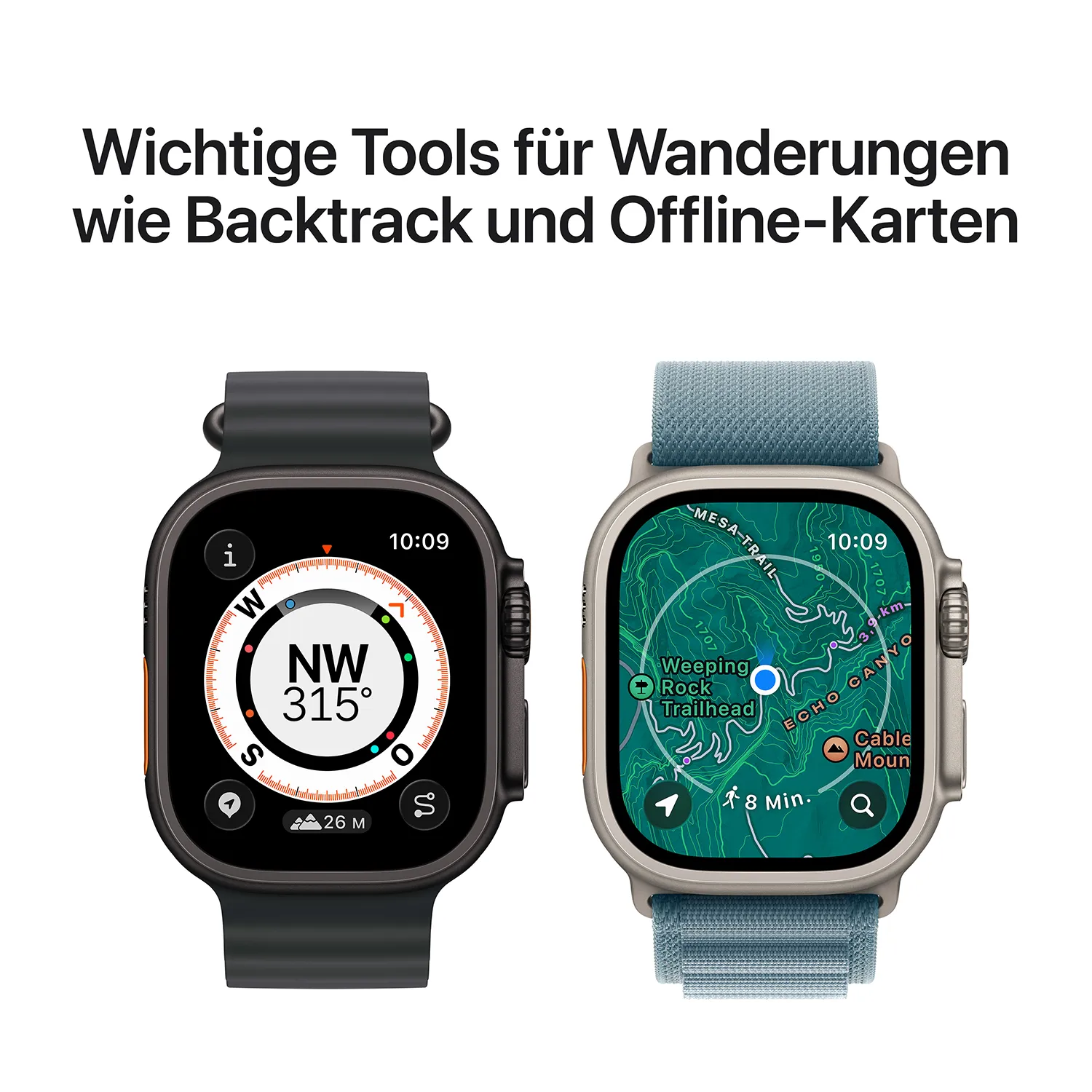 Apple Watch Ultra 3 GPS + Cellular 49mm Natur Titanium Case mit Hellblau Alpine Loop Small