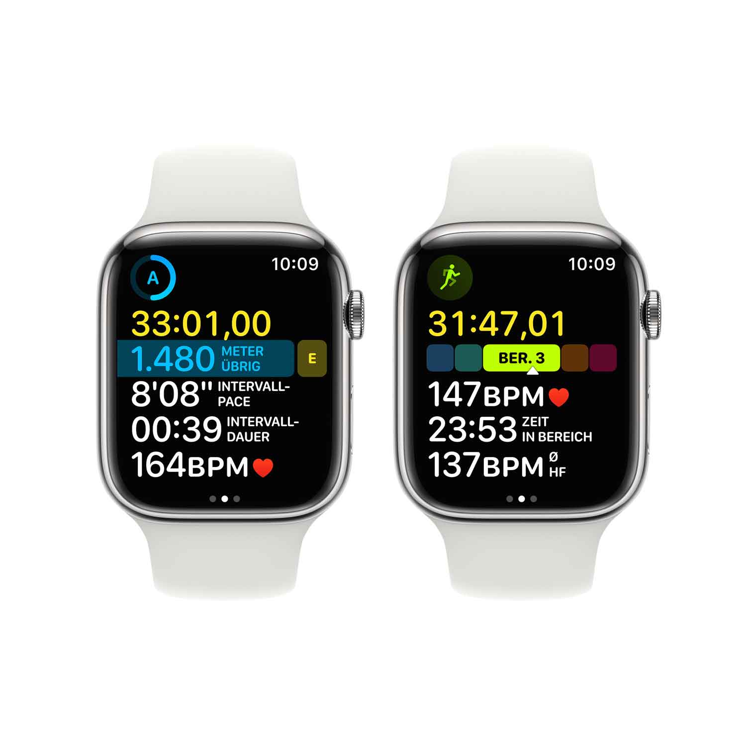Apple Watch S8 Edelstahl Cellular 45mm Silber (Sportarmband weiß)