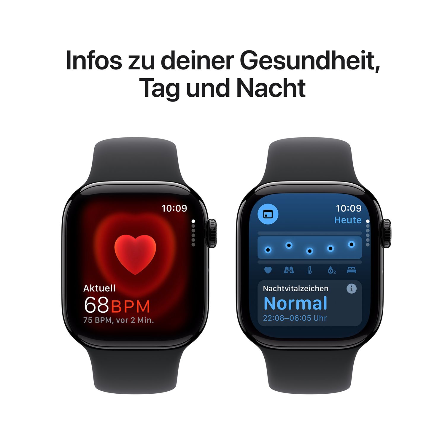 Apple Watch S10 Aluminium 42mm Diamantschwarz Sportarmband schwarz S M
