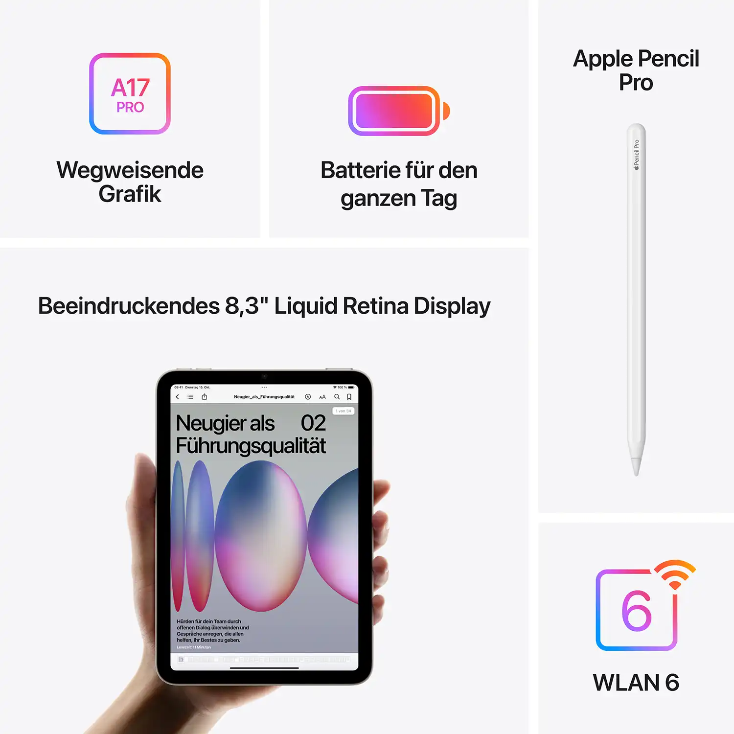Apple iPad mini Wi-Fi 128GB - Starlight Produktbild: Ipad mini polarstern bild position 7 wifi