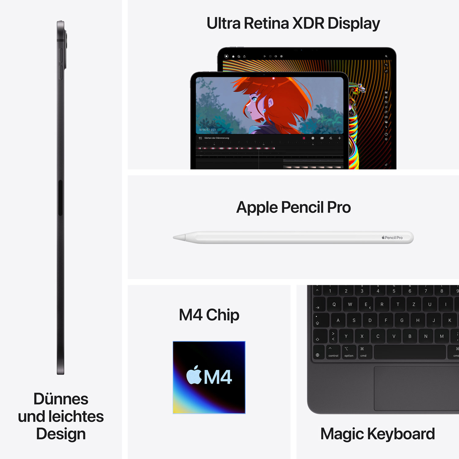 Apple iPad Pro 13 Wi-Fi 256 GB Standardglas - Space Schwarz 7.Gen 2024 Produktbild: Ipad pro 13 m4 wifi space schwarz bild position 8