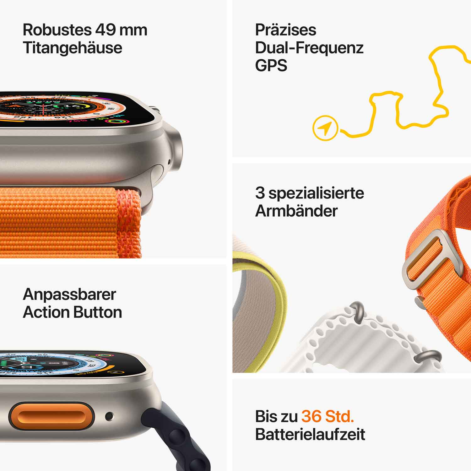 Apple Watch Ultra Titanium Cellular 49mm (Ocean weiß)