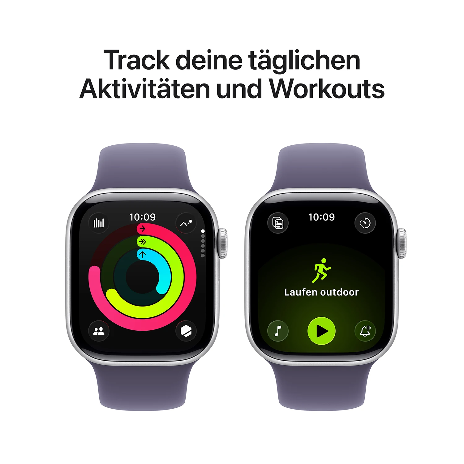 Apple Watch Series 11 GPS 42mm Silber Aluminium Case mit Nebelviolett Sport Band - S/M