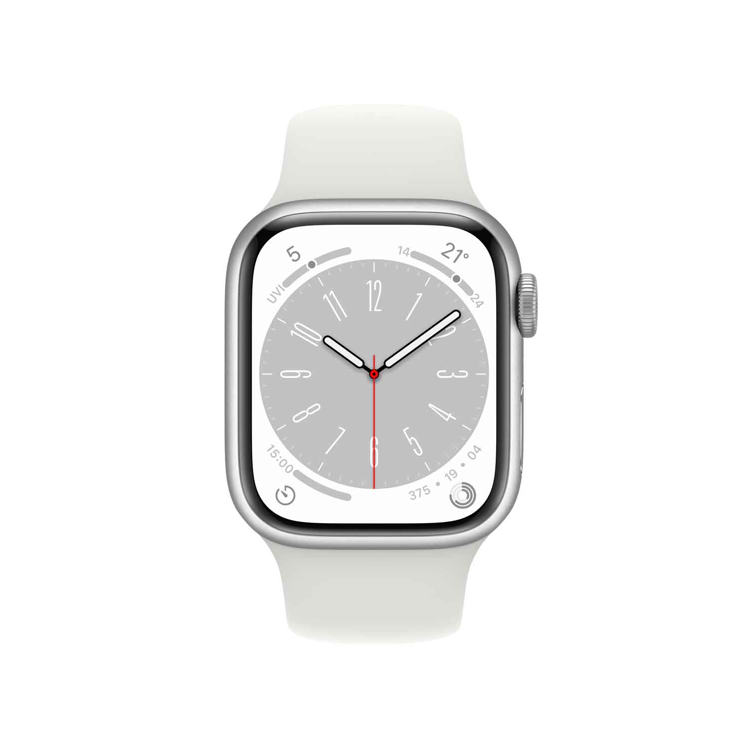 Apple Watch S8 Aluminium 41mm Silber (Sportarmband weiß)