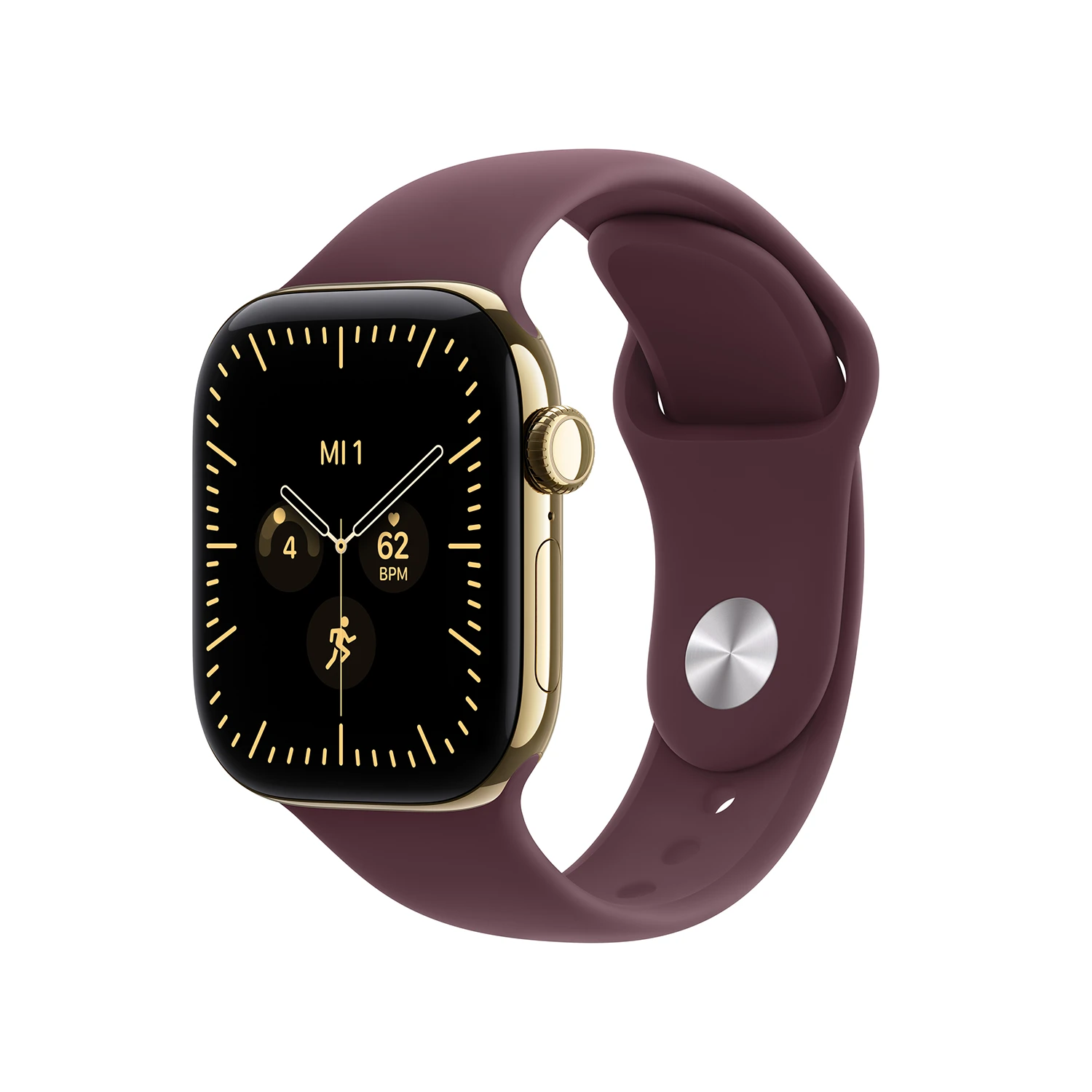 Apple Watch Series 12 GPS + Cellular 46mm Radiant Gold Titanium Case with Burgundy Sport Band - M/L