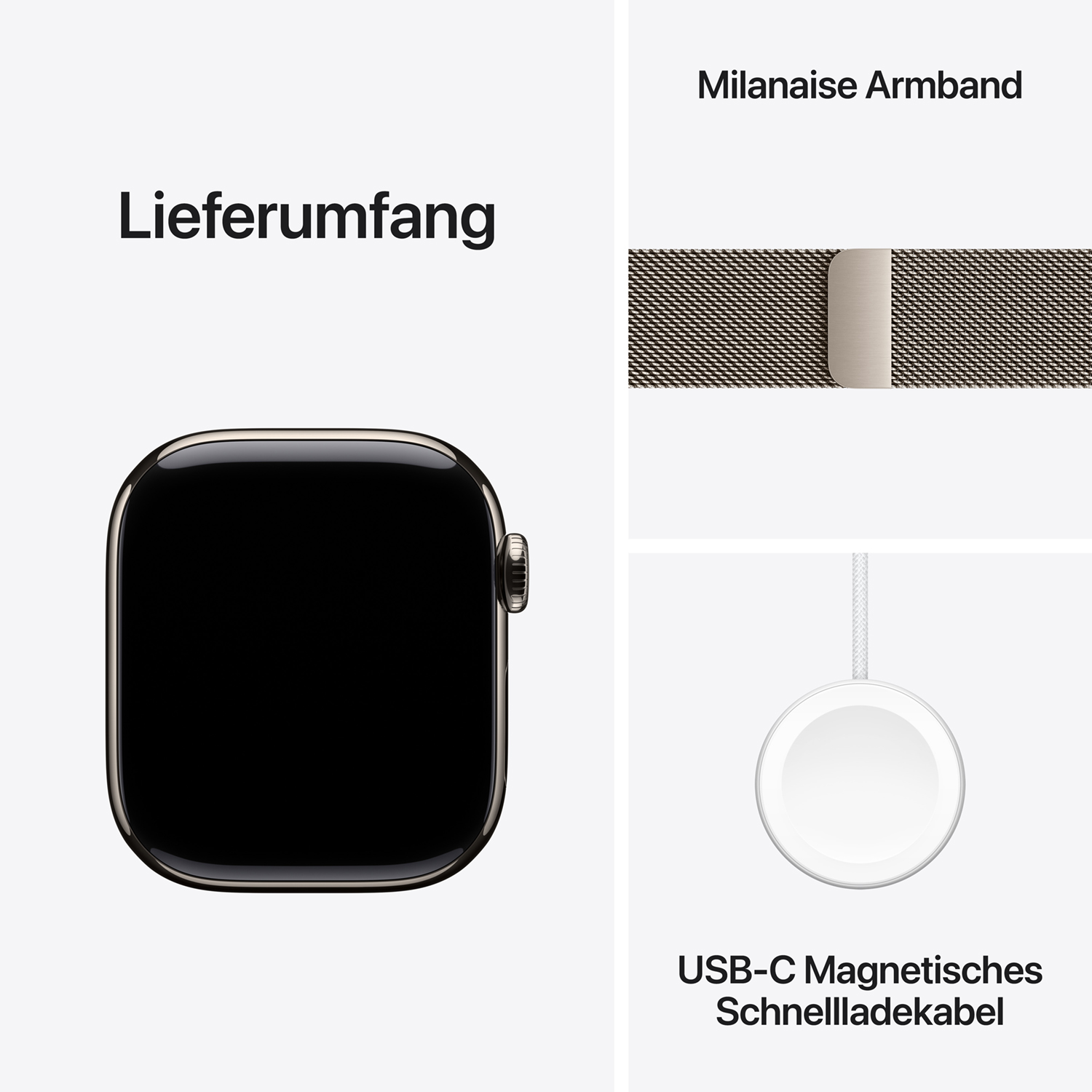 Apple Watch S10 Titan Natur Cellular 42mm (Milanaise Armband natur) Apple Watch S10 Titan Natur Cellular 42mm (Milanaise Armband natur)
