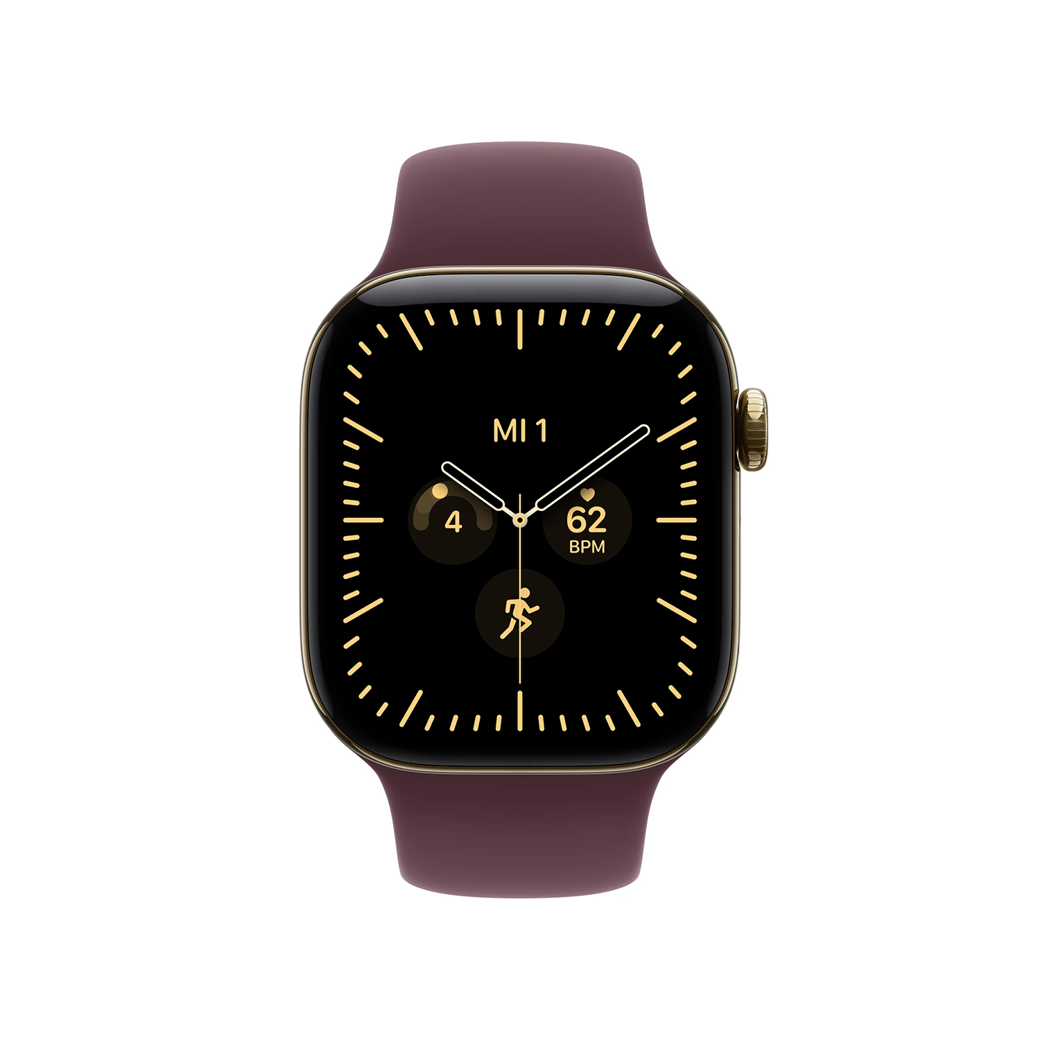 Apple Watch Series 12 GPS + Cellular 42mm Radiant Gold Titanium Case with Burgundy Sport Band - S/M