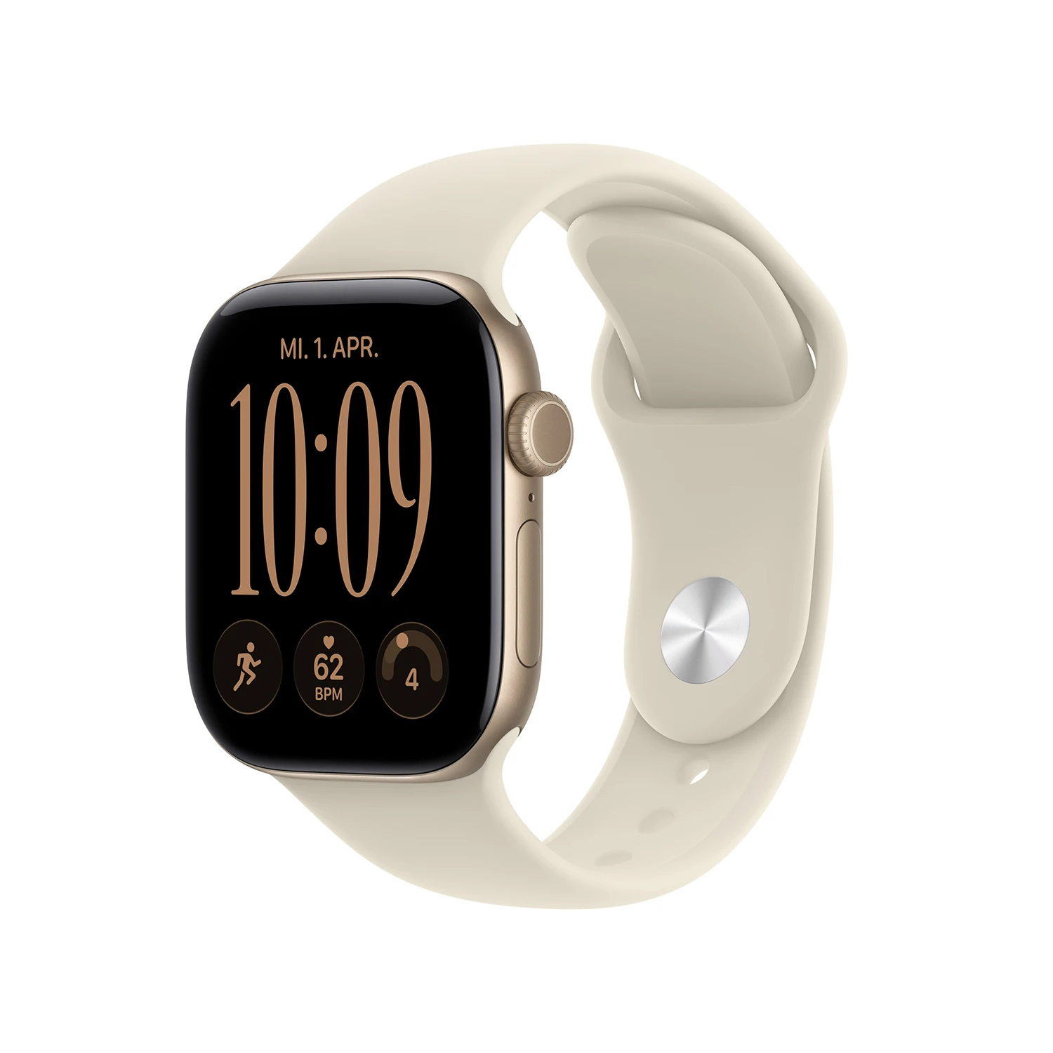 Apple Watch Series 12 GPS + Cellular 46mm Light Gold Aluminium Case with Sand Sport Band - S/M