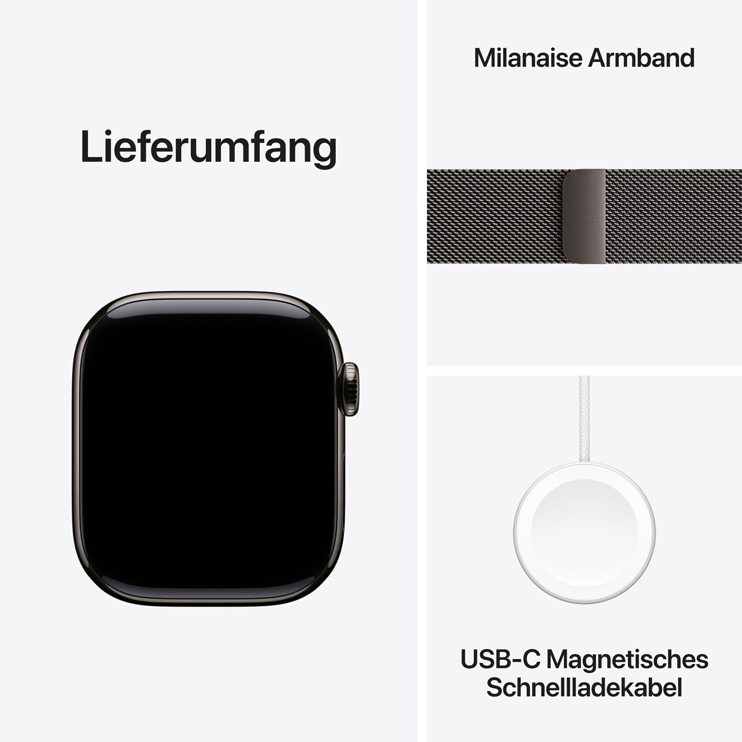 Apple Watch S10 Titan Schiefer Cellular 42mm (Milanaise Armband schiefer) Apple Watch S10 Titan Schiefer Cellular 42mm (Milanaise Armband schiefer)