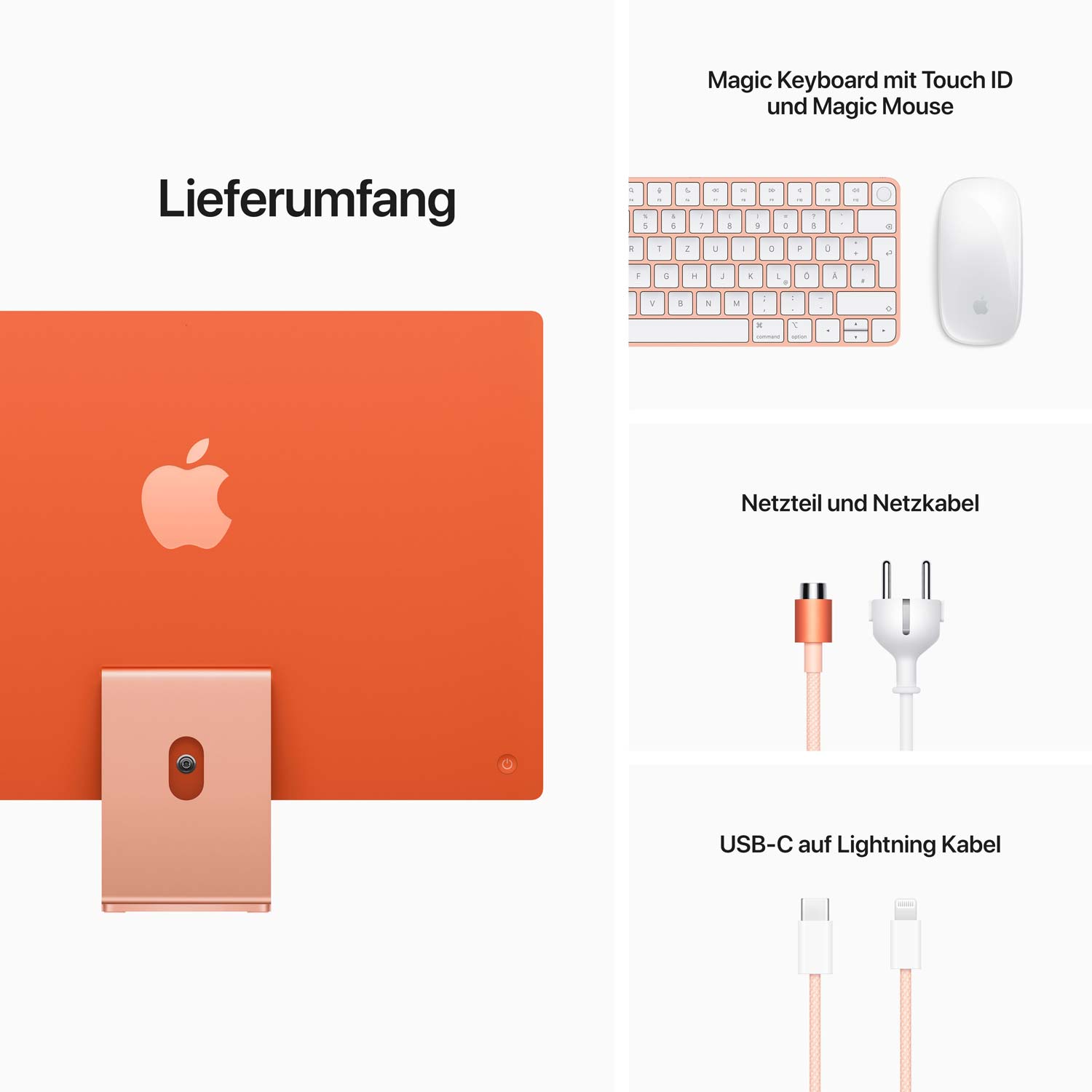 CTO // iMac 24'' M1 8-Core GPU 256GB - 8 GB - Gigabit Ethernet - orange // NEU