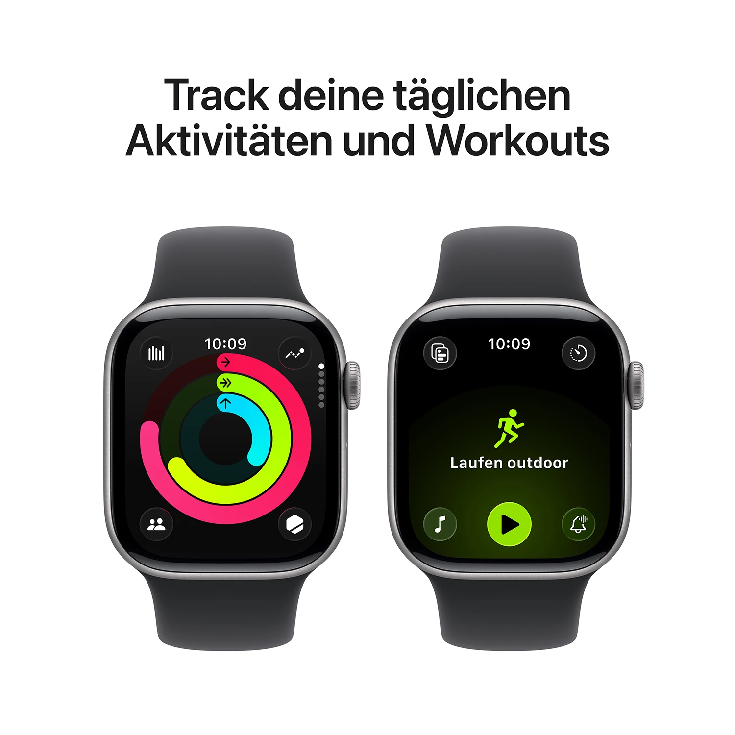 Apple Watch Series 11 GPS 42mm Space Grau Aluminium Case mit schwarzem Sport Band - S/M