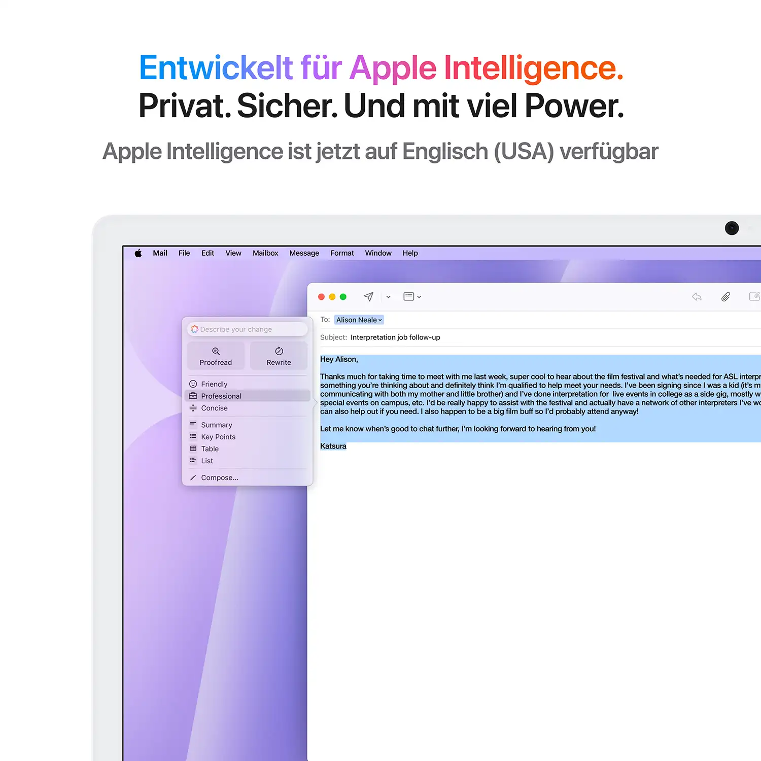 Apple iMac 24'' M4 10-Core CPU 10-Core GPU - 512 GB - 16 GB Violett - 2024 Produktbild: Imac m4 pro chip 4 port 24 in violett bild position 5