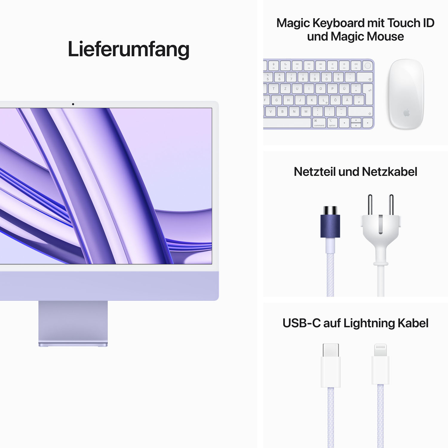 Apple iMac 24'' M3 8-Core CPU 10-Core GPU - 512GB - 8GB Violett - 2023