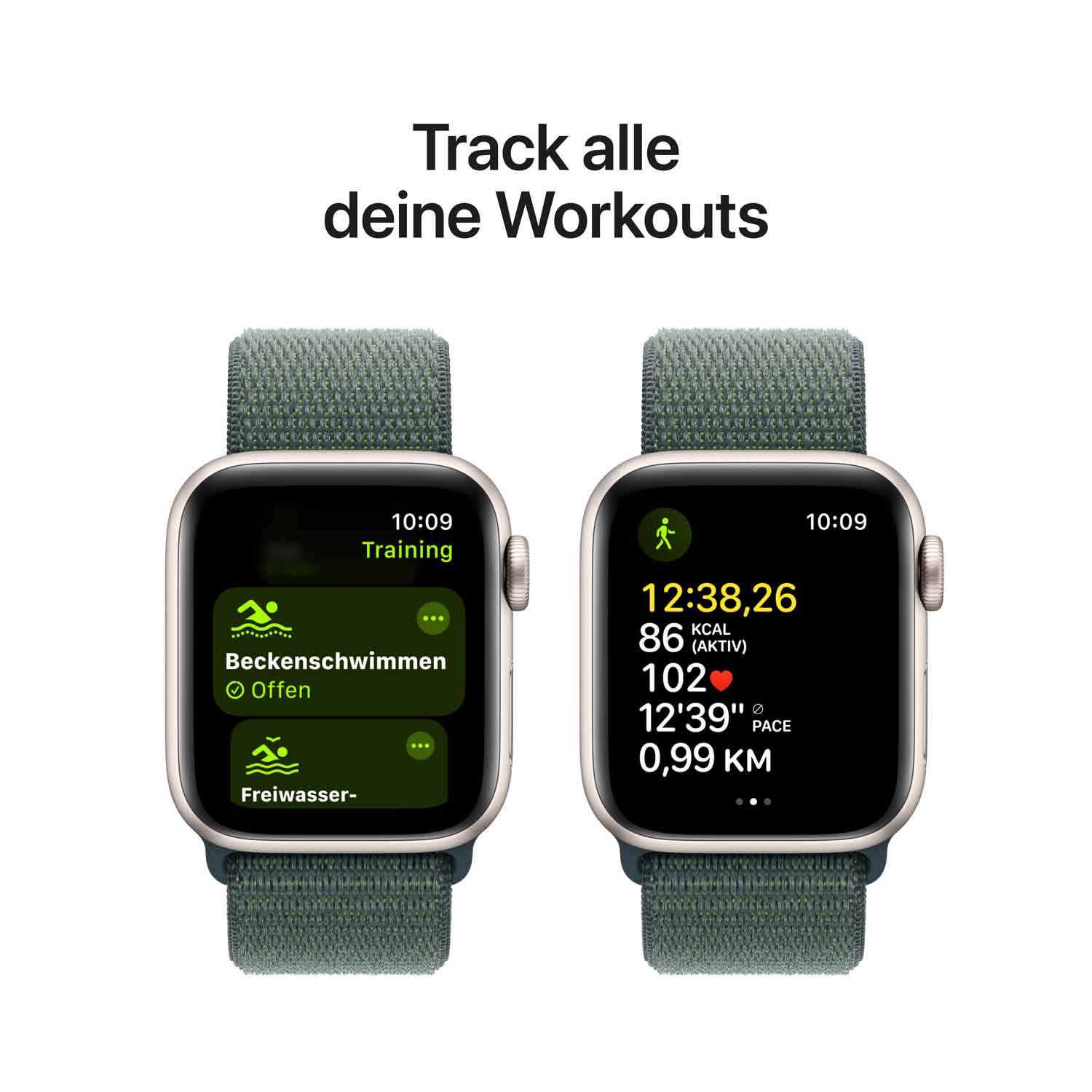 Apple Watch SE Aluminium 40mm Polarstern (Sport Loop seegrün) - 2024