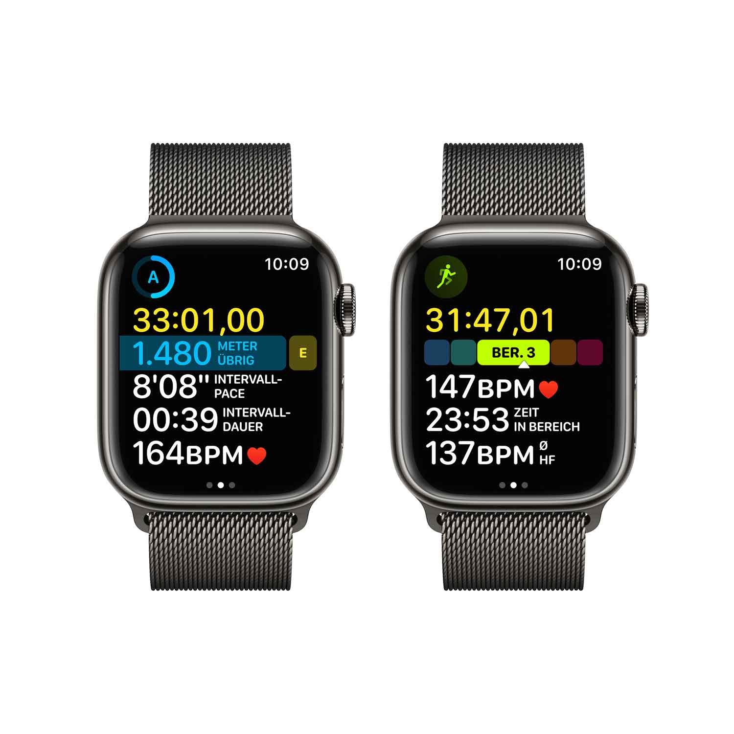 Apple Watch S8 Edelstahl Cellular 41mm Graphit (Milanaise graphit)