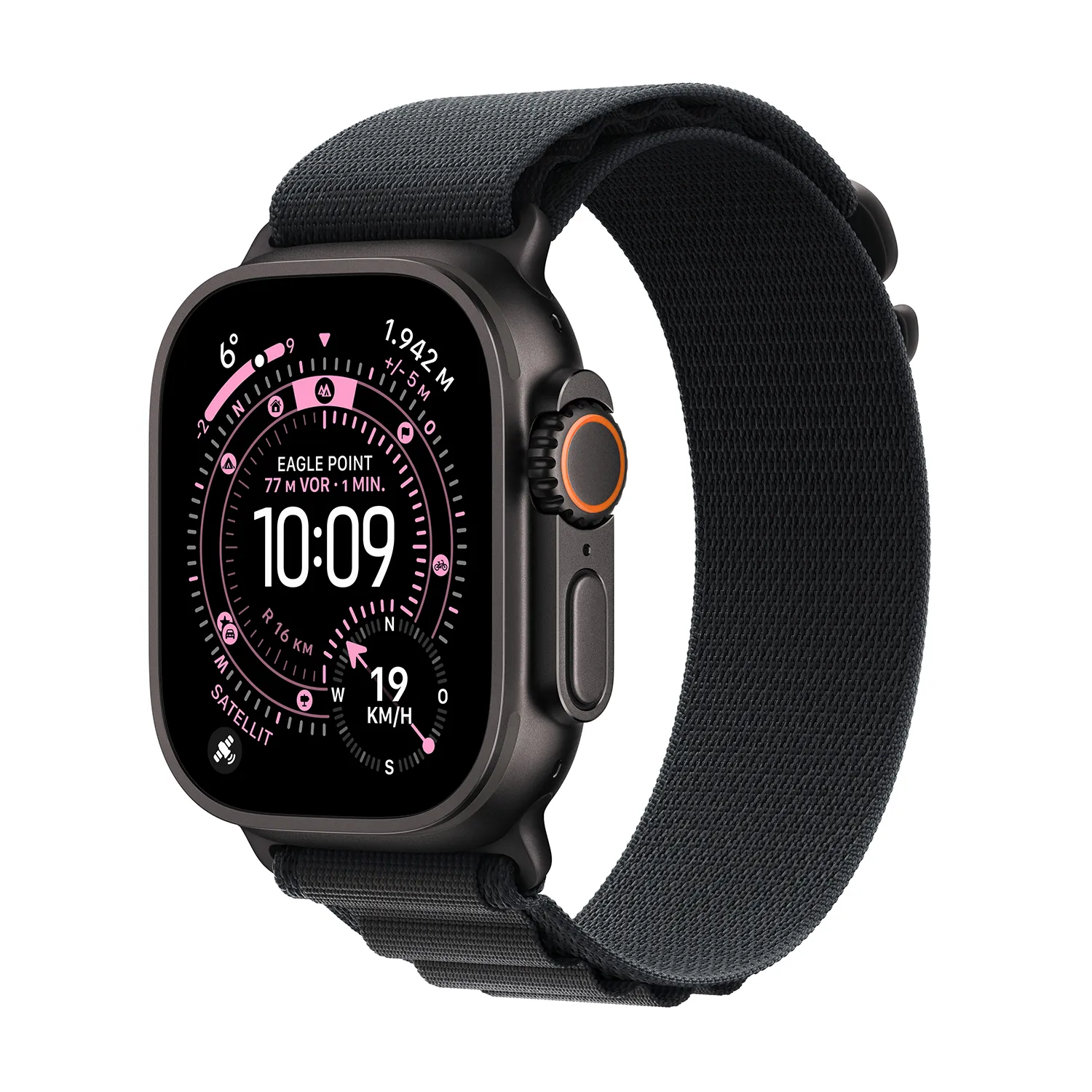Apple Watch Ultra 3 GPS + Cellular 49mm Schwarz Titanium Case mit schwarzem Alpine Loop - Medium