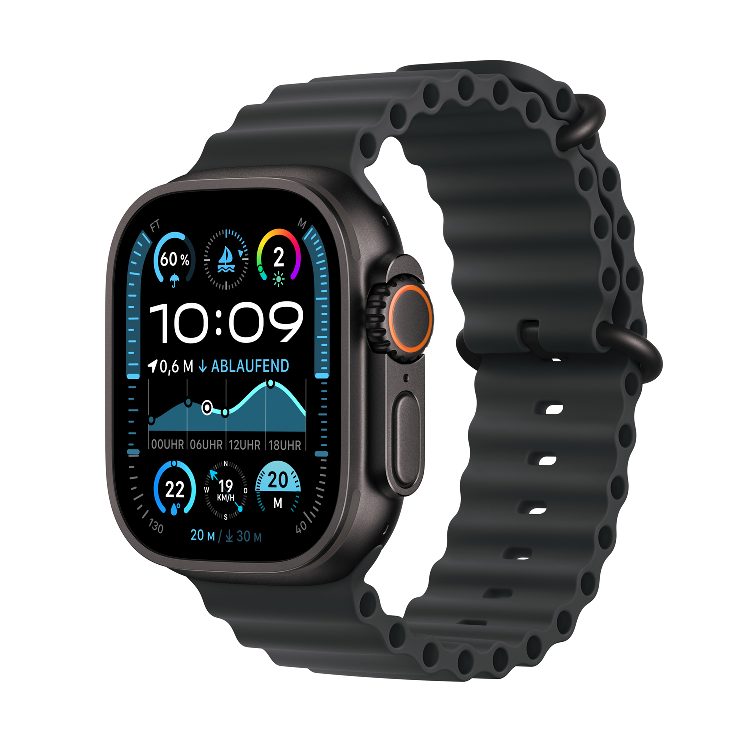 Apple Watch Ultra 2 Titanium Cellular 49mm Schwarz (Ocean Armband schwarz)