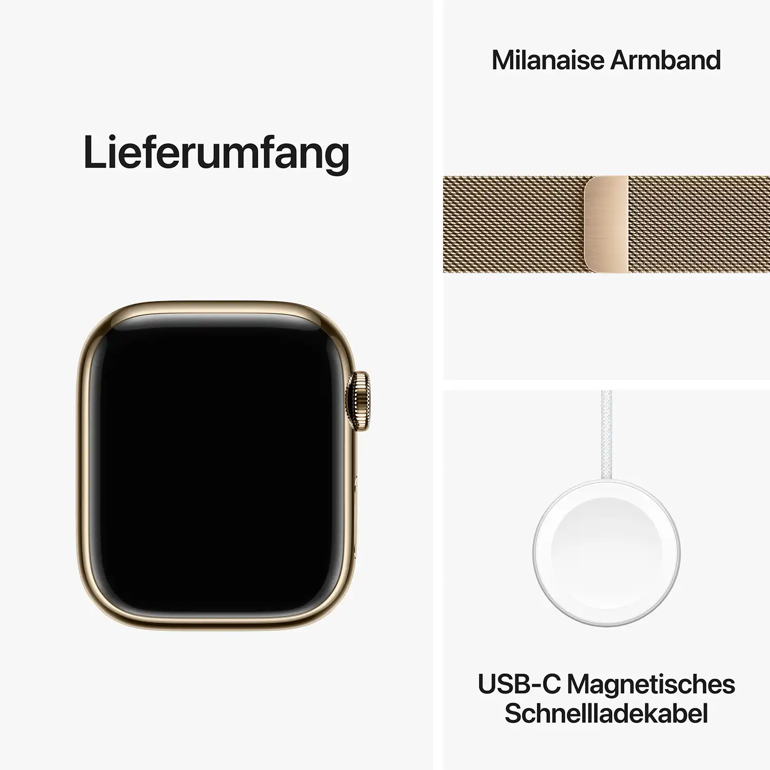 AppleWatch S9 Edelstahl Cellular 41mm Gold (milanaise gold)